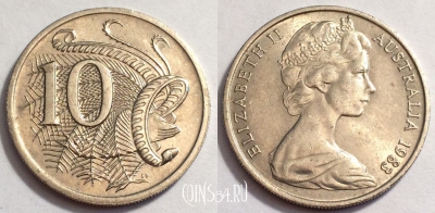 Австралия 10 центов 1983 года, KM# 65, 70-046b