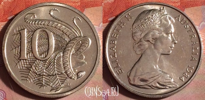 Австралия 10 центов 1984 года, KM# 65, 115f-069