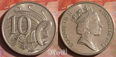 Австралия 10 центов 1992 года, KM# 81, 336-096