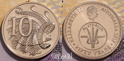 Австралия 10 центов 2016 года, KM# 402, UNC, 236-114