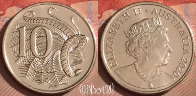 Австралия 10 центов 2020 года, UNC, 095l-102