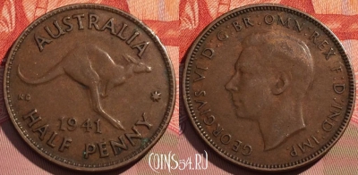 Австралия 1/2 пенни 1941 года, KM# 41, 077d-073