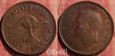 Австралия 1/2 пенни 1946 года, KM# 41, 441-053