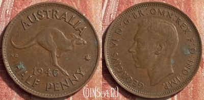 Австралия 1/2 пенни 1946 года, KM# 41, 452o-057