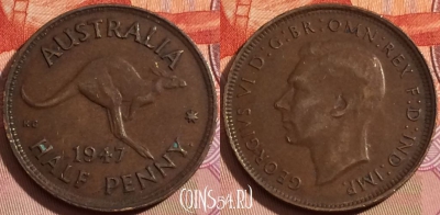 Австралия 1/2 пенни 1947 года, KM# 41, 106b-080 ♛