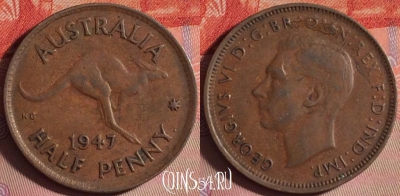 Австралия 1/2 пенни 1947 года, KM# 41, 155j-055 ♛