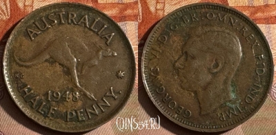 Австралия 1/2 пенни 1948 года, KM# 41, s068t-030