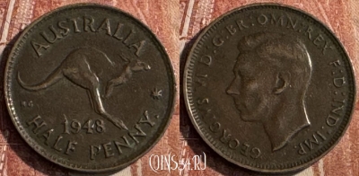 Австралия 1/2 пенни 1948 года, KM# 41, 126s-064
