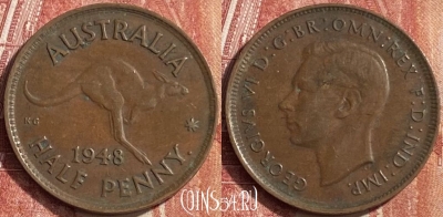 Австралия 1/2 пенни 1948 года, KM# 41, 452o-118