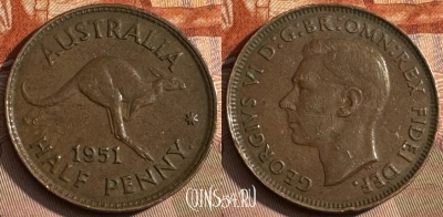 Австралия 1/2 пенни 1951 года, KM# 42, s065t-126