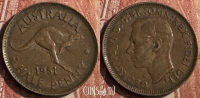 Австралия 1/2 пенни 1951 года, KM# 42, 126s-043 ♛