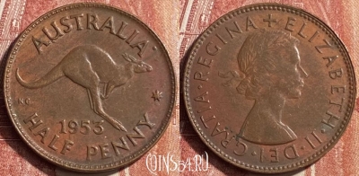 Австралия 1/2 пенни 1953 года, KM# 49, 451o-128 ♛