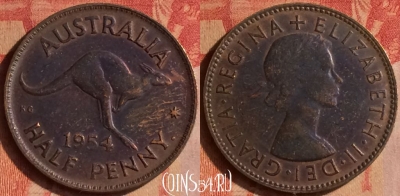 Австралия 1/2 пенни 1954 года, KM# 49, 438-058