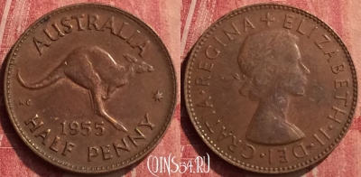 Австралия 1/2 пенни 1955 года, KM# 49, 440-109