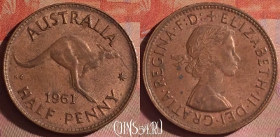 Австралия 1/2 пенни 1961 года, KM# 61, 054i-109