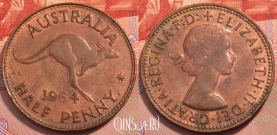 Австралия 1/2 пенни 1964 года, KM# 61, 247-027 ♛