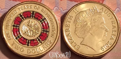 Австралия 2 долларов 2019, 100 лет репатриации, UNC