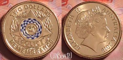Австралия 2 долларов 2019 г., День полиции, UNC, 301j-022