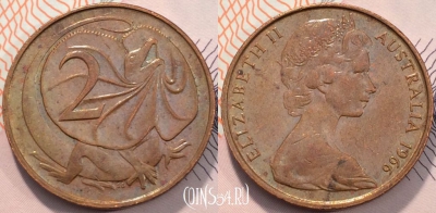 Австралия 2 цента 1966 года, KM# 63, 117-110