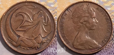 Австралия 2 цента 1966 года, KM# 63, 193-133 ♟