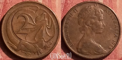 Австралия 2 цента 1966 года, KM# 63, 442-029