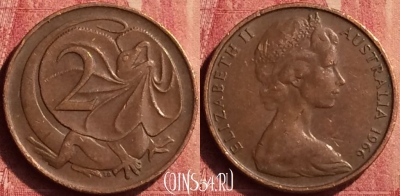 Австралия 2 цента 1966 года, KM# 63, 442-041