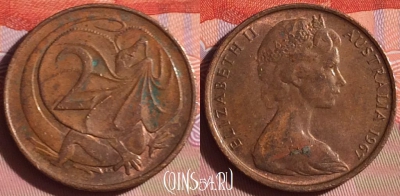 Австралия 2 цента 1967 года, KM# 63, 334i-002