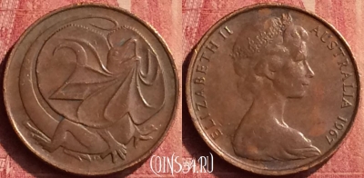 Австралия 2 цента 1967 года, KM# 63, 442-045