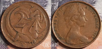 Австралия 2 цента 1967 года, KM# 63, a075-129