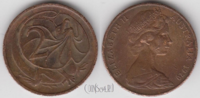 Австралия 2 цента 1970 года, KM# 63, 134-115