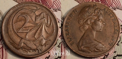 Австралия 2 цента 1970 года, KM# 63, 067-006a