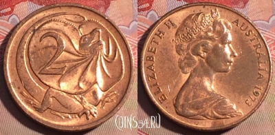 Австралия 2 цента 1973 года, KM# 63, 211a-123 ♟