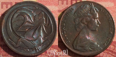 Австралия 2 цента 1974 года, KM# 63, 294i-031