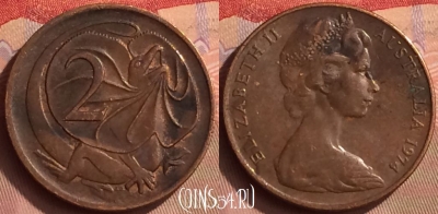 Австралия 2 цента 1974 года, KM# 63, 444-008