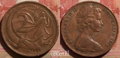 Австралия 2 цента 1976 года, КМ# 63, 211-103 ♟