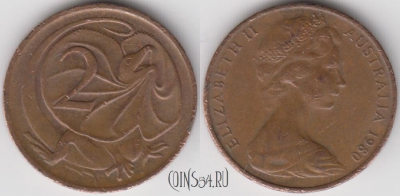 Австралия 2 цента 1980 года, КМ 63, 123-079