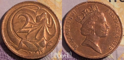 Австралия 2 цента 1989 года, KM# 79, 190a-043