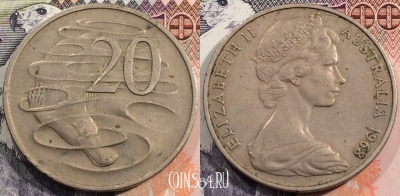 Австралия 20 центов 1968 года, KM 66, 114-101