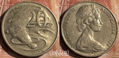 Австралия 20 центов 1969 года, KM# 66, 454s-012