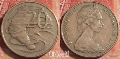 Австралия 20 центов 1970 года, KM# 66, 257-089