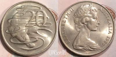 Австралия 20 центов 1980 года, KM# 66, 130-062