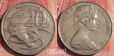 Австралия 20 центов 1981 года, KM# 66, 257-007