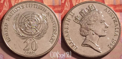Австралия 20 центов 1995 года, KM# 295, 131j-027