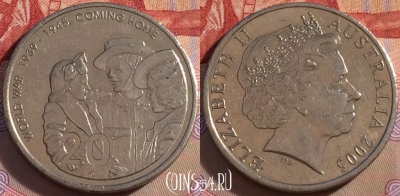 Австралия 20 центов 2005 года, KM# 745, 101a-098
