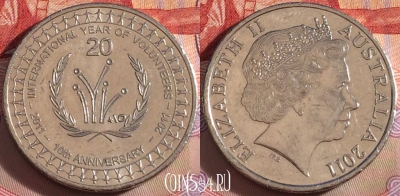 Австралия 20 центов 2011 года, KM# 1634, 102b-062
