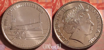 Австралия 20 центов 2015 г., Королевский флот, UNC, 299j-008