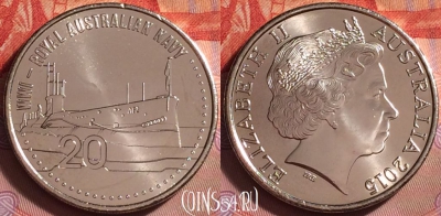 Австралия 20 центов 2015 г., Королевский флот, UNC, 299j-133