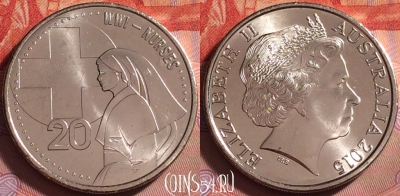 Австралия 20 центов 2015 г., Санитарки, UNC, 301j-011 ♛