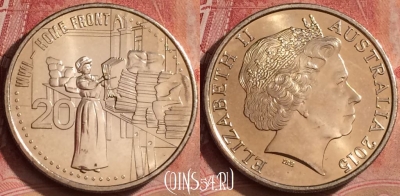 Австралия 20 центов 2015 года, Тыл, 071l-092 ♛