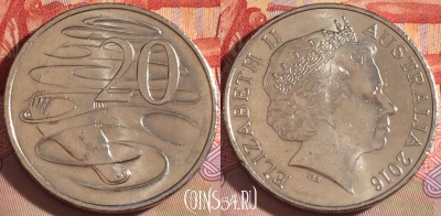 Австралия 20 центов 2016 года, KM# 403, 084b-044